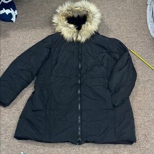 Torrid Black Puffer Coat with Fur Hood